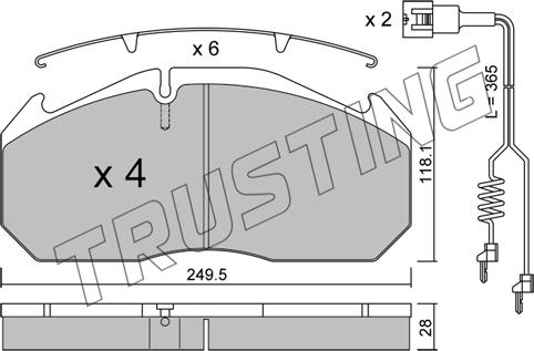 Trusting 602.3W - Комплект спирачно феродо, дискови спирачки vvparts.bg