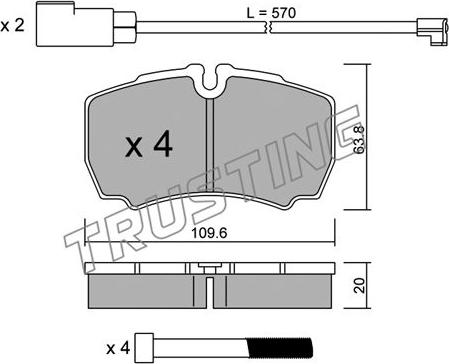 Trusting 620.2W - Комплект спирачно феродо, дискови спирачки vvparts.bg