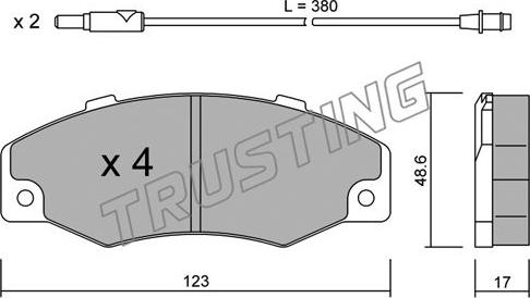 Trusting 098.0 - Комплект спирачно феродо, дискови спирачки vvparts.bg