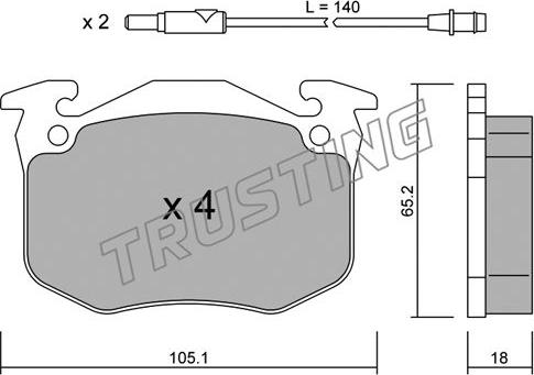 Trusting 092.0 - Комплект спирачно феродо, дискови спирачки vvparts.bg