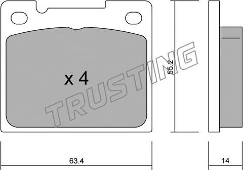 Trusting 004.0 - Комплект спирачно феродо, дискови спирачки vvparts.bg