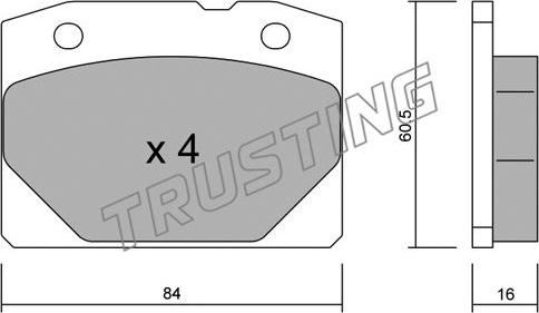 Trusting 008.0 - Комплект спирачно феродо, дискови спирачки vvparts.bg