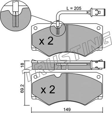 Trusting 016.2 - Комплект спирачно феродо, дискови спирачки vvparts.bg