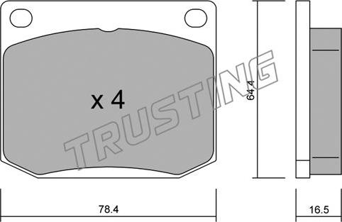 Trusting 020.0 - Комплект спирачно феродо, дискови спирачки vvparts.bg