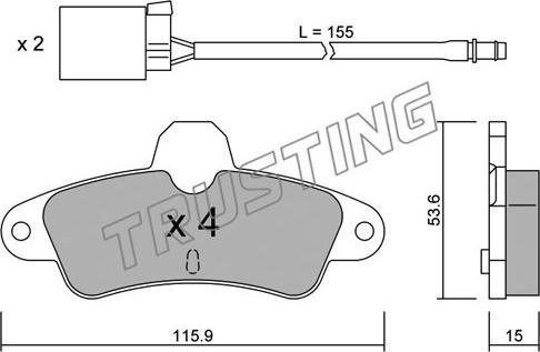 Trusting 145.0W - Комплект спирачно феродо, дискови спирачки vvparts.bg