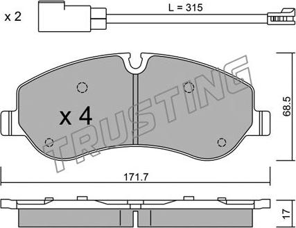 Trusting 1006.0 - Комплект спирачно феродо, дискови спирачки vvparts.bg