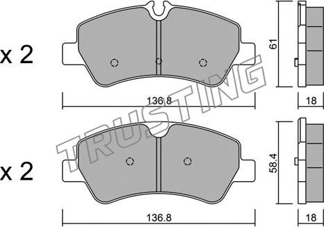 Trusting 1007.0 - Комплект спирачно феродо, дискови спирачки vvparts.bg