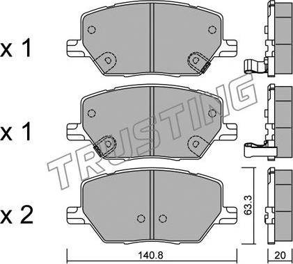 Trusting 1017.0 - Комплект спирачно феродо, дискови спирачки vvparts.bg