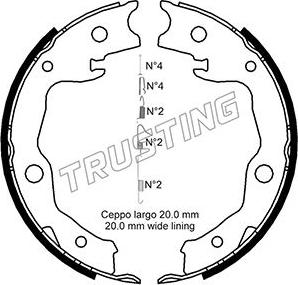 Trusting 115.322K - Комплект спирачна челюст, ръчна спирачка vvparts.bg