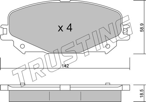 Trusting 1176.0 - Комплект спирачно феродо, дискови спирачки vvparts.bg