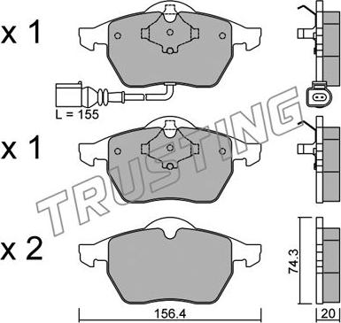 Trusting 188.4 - Комплект спирачно феродо, дискови спирачки vvparts.bg