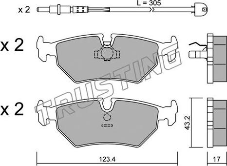 Trusting 182.1W - Комплект спирачно феродо, дискови спирачки vvparts.bg