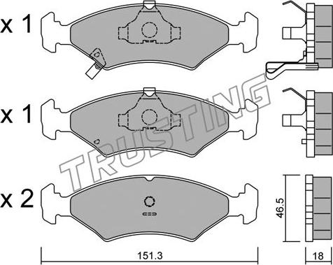 Trusting 129.0 - Комплект спирачно феродо, дискови спирачки vvparts.bg