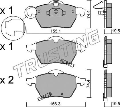 Trusting 120.2 - Комплект спирачно феродо, дискови спирачки vvparts.bg