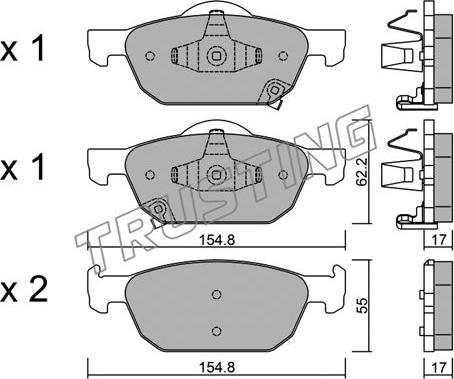 Trusting 883.0 - Комплект спирачно феродо, дискови спирачки vvparts.bg