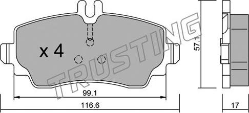 Trusting 319.0 - Комплект спирачно феродо, дискови спирачки vvparts.bg