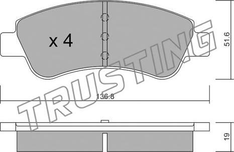 Trusting 336.0 - Комплект спирачно феродо, дискови спирачки vvparts.bg