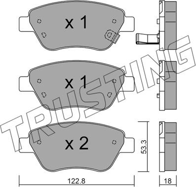 Trusting 330.2 - Комплект спирачно феродо, дискови спирачки vvparts.bg