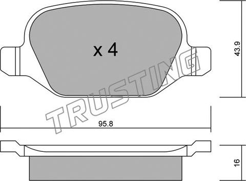 Trusting 333.1 - Комплект спирачно феродо, дискови спирачки vvparts.bg
