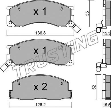 Trusting 290.0 - Комплект спирачно феродо, дискови спирачки vvparts.bg