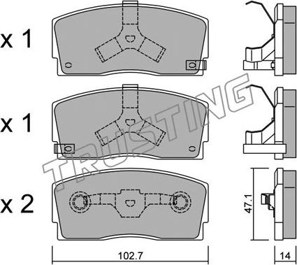 Trusting 249.0 - Комплект спирачно феродо, дискови спирачки vvparts.bg