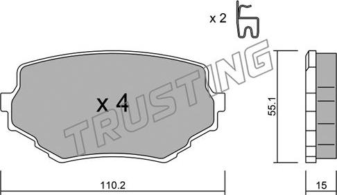 Trusting 258.0 - Комплект спирачно феродо, дискови спирачки vvparts.bg