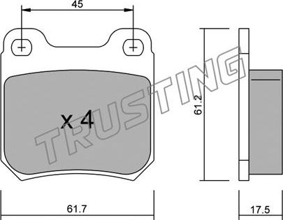 Trusting 284.1 - Комплект спирачно феродо, дискови спирачки vvparts.bg