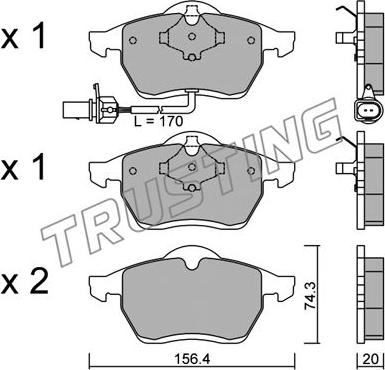 Trusting 288.1 - Комплект спирачно феродо, дискови спирачки vvparts.bg