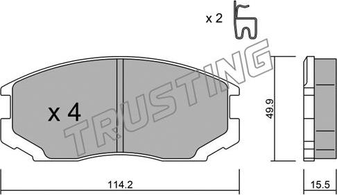 Trusting 230.1 - Комплект спирачно феродо, дискови спирачки vvparts.bg