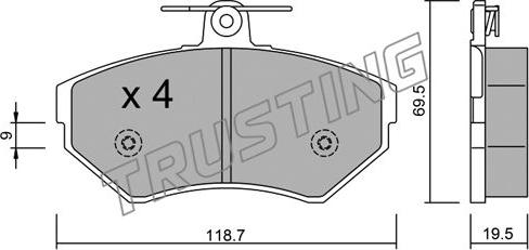 Trusting 224.0 - Комплект спирачно феродо, дискови спирачки vvparts.bg