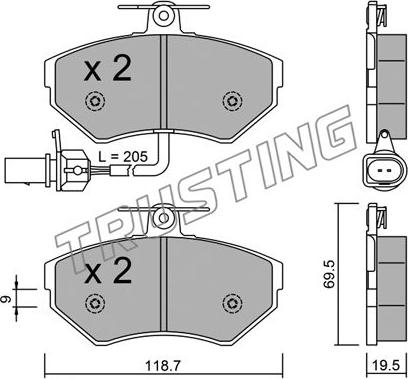 Trusting 224.2 - Комплект спирачно феродо, дискови спирачки vvparts.bg