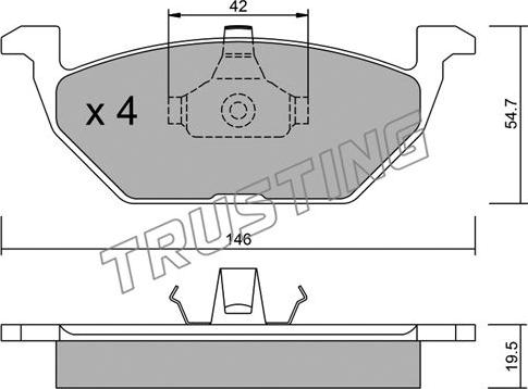 Trusting 220.0 - Комплект спирачно феродо, дискови спирачки vvparts.bg