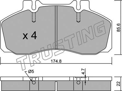 Trusting 275.0 - Комплект спирачно феродо, дискови спирачки vvparts.bg