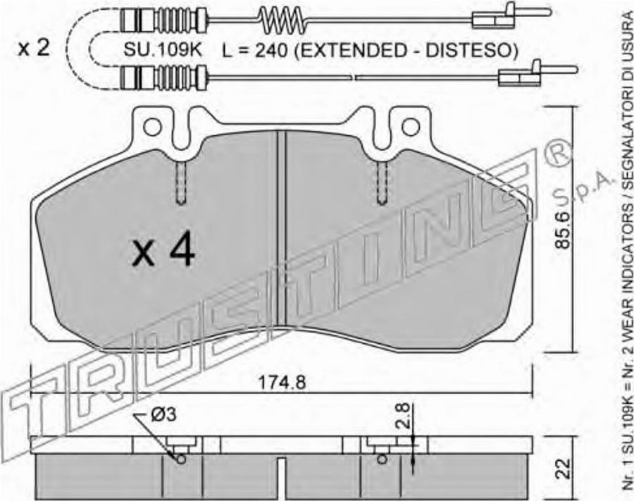 Trusting 276.0W - Комплект спирачно феродо, дискови спирачки vvparts.bg