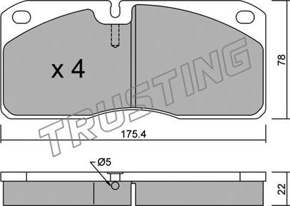 Trusting 278.0 - Комплект спирачно феродо, дискови спирачки vvparts.bg