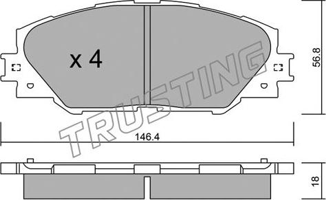 Trusting 764.0 - Комплект спирачно феродо, дискови спирачки vvparts.bg