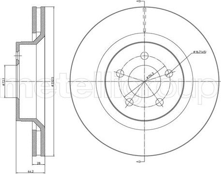 Metelli 23-1593C - Спирачен диск vvparts.bg