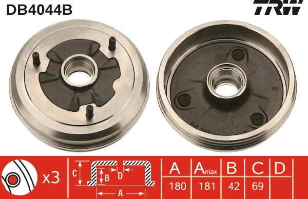 TRW DB4044B - Спирачен барабан vvparts.bg