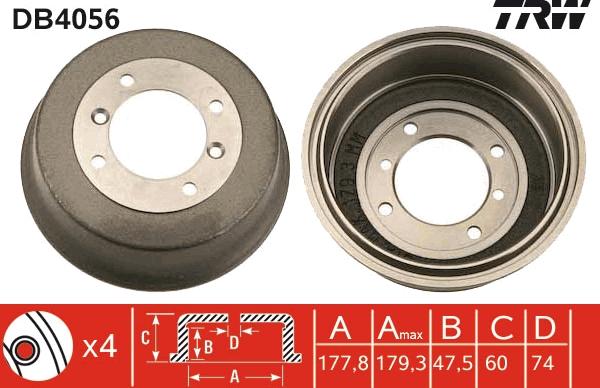 TRW DB4056 - Спирачен барабан vvparts.bg