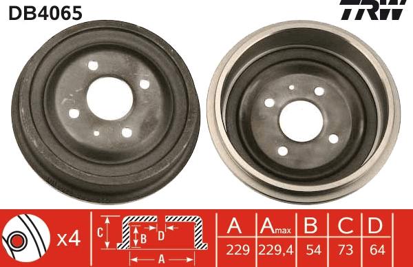 TRW DB4065 - Спирачен барабан vvparts.bg