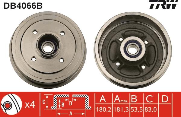 TRW DB4066B - Спирачен барабан vvparts.bg