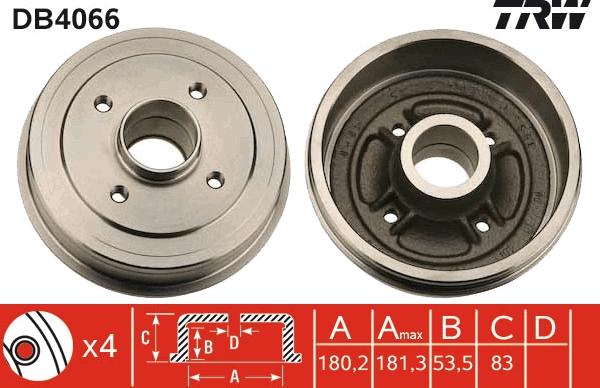 TRW DB4066 - Спирачен барабан vvparts.bg