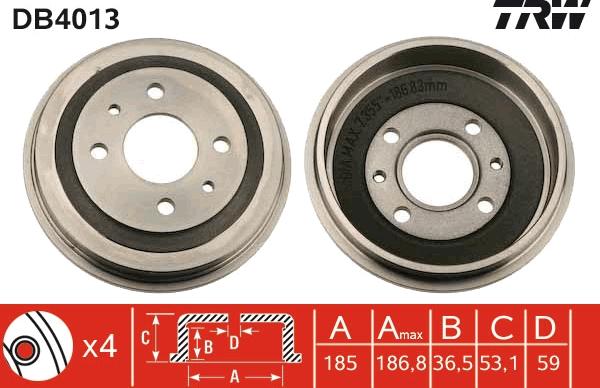 TRW DB4013 - Спирачен барабан vvparts.bg