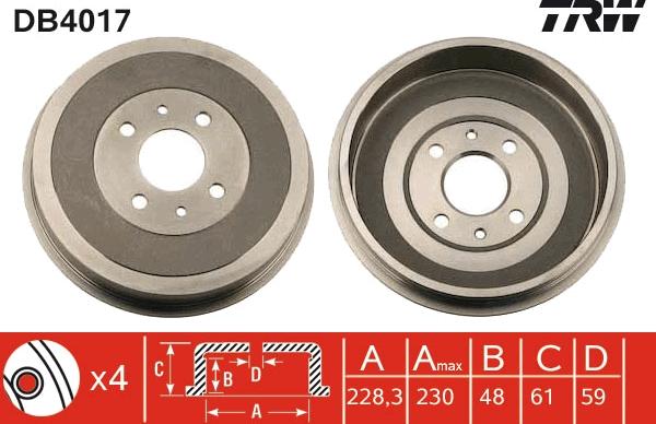 TRW DB4017 - Спирачен барабан vvparts.bg