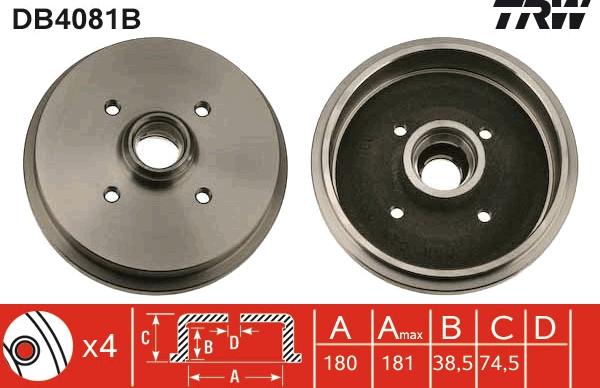 TRW DB4081B - Спирачен барабан vvparts.bg