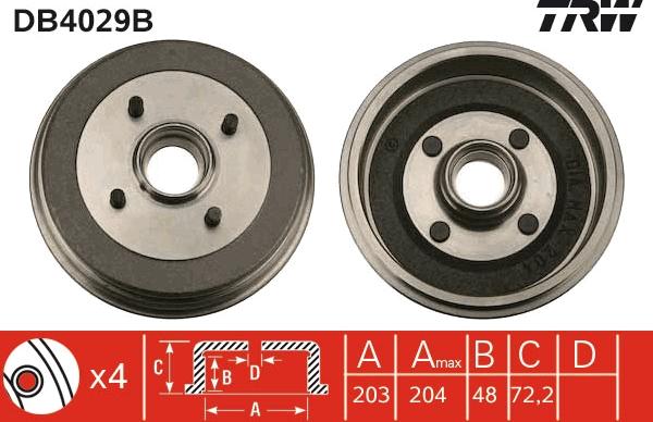 TRW DB4029B - Спирачен барабан vvparts.bg