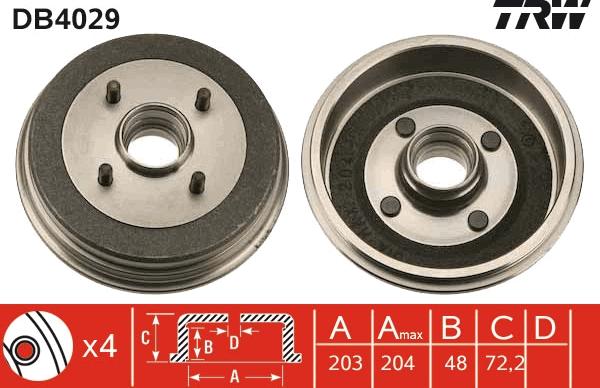 TRW DB4029 - Спирачен барабан vvparts.bg