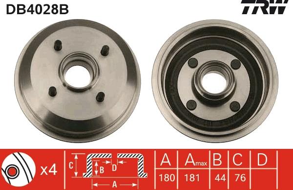 TRW DB4028B - Спирачен барабан vvparts.bg