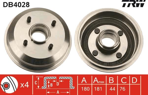 TRW DB4028 - Спирачен барабан vvparts.bg