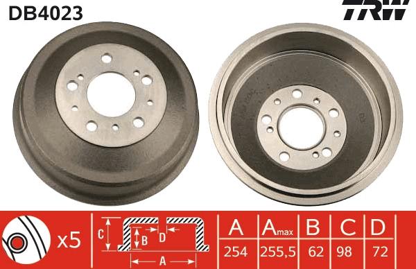 TRW DB4023 - Спирачен барабан vvparts.bg